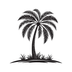 Obraz premium Black Palm Tree Outline Vector Art