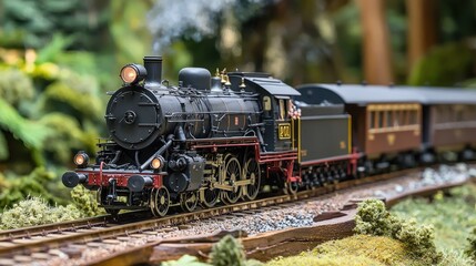 Model train display at exhibition or museum