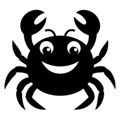 Cartoon crab silhouette with smiling face