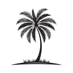 Obraz premium Palm Tree Black Icon on White Background