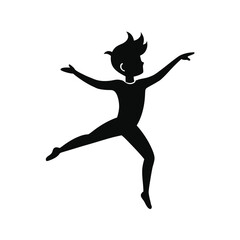 Minimalist Black Silhouette of a Boy Gymnast Performing an Artistic Gymnastics Routine