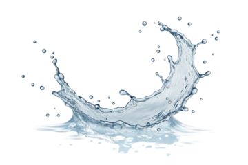 Dynamic splash of clear blue water creating elegant arc against plain black background image
