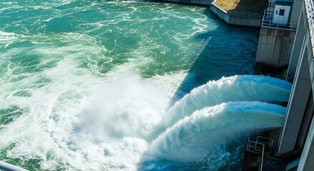 Hydropower Dam Water Turbines Generating Electricity in Modern Infrastructure