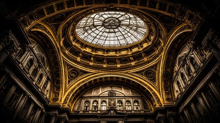 Ornate golden arched ceiling of a grand building.