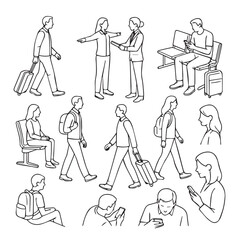 Airport Travelers CAD People Set.
