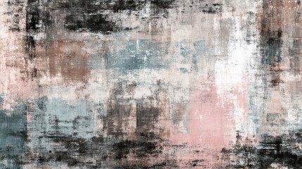 Obraz premium Abstract, textured artwork with layered brushstrokes of muted colors