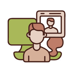 vector illustration of a man with tv