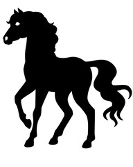 Horse pet symbol 2026 - vector silhouette image for logo, pictogram or stencil. Stallion thoroughbred graceful animal for stencil