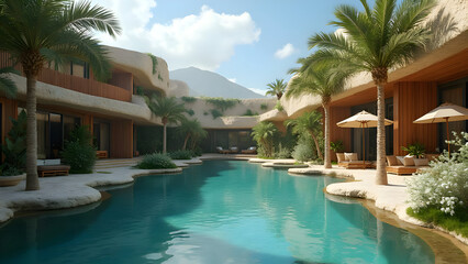 Obraz premium swimming pool in the middle of a luxury villa