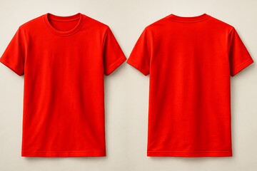 Minimalist crimson red t shirt front and back view mockup for custom designs and branding, bold and vibrant
