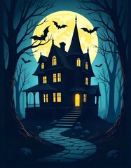 halloween background with haunted house
