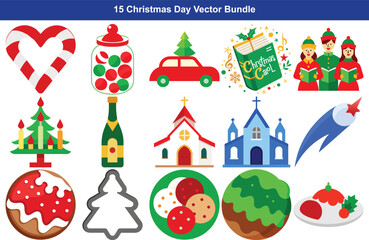 Naklejka premium Festive christmas icons collection for holiday design projects