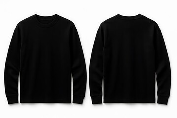 Minimalist black long sleeve shirt front and back view mockup for custom designs and branding, sleek and modern