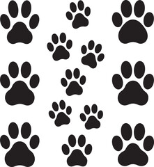 Fototapeta premium Pet Paw Print Silhouettes — Dog and Cat Tracks in Bold Black Vector SetPet Paw Print Silhouettes — Dog and Cat Tracks in Bold Black Vector Set