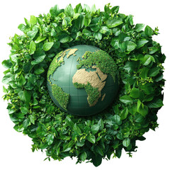 Green world surrounded by leaves