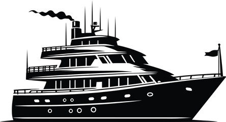 Modern minimal ship boat silhouette vector illustration isolated on a white background