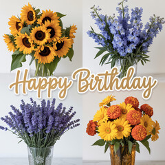 Beautiful birthday flower arrangements with happy birthday message