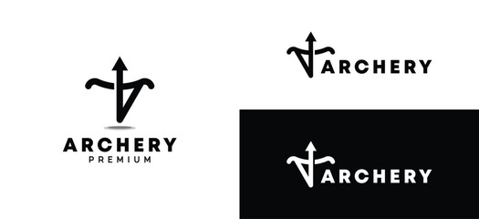 Simple vector design of an upward facing archery logo line style