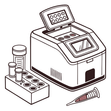Creative PCR Machine Vector Illustration | Clean and Modern Design for Genetic Testing, Molecular Biology, and Medical Laboratory Projects	
