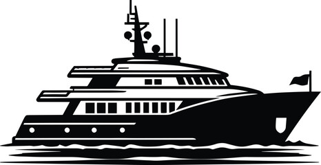Modern minimal ship boat silhouette vector illustration isolated on a white background