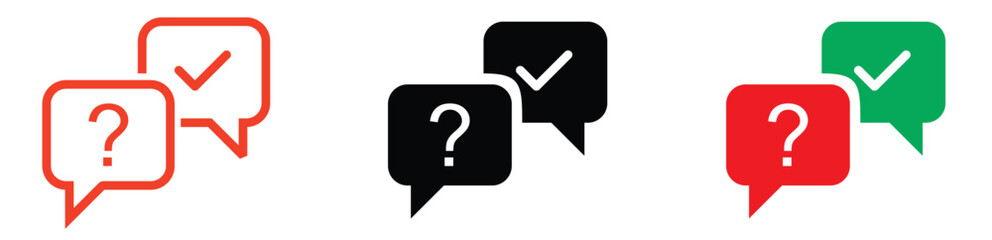 Question mark icon. Check mark tick icon symbol. Vector illustration.