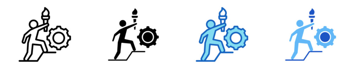 Leadership Torch  Icon Set Multiple Style Collection

