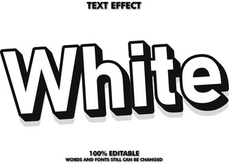 Bold white text effect with black outline and shadow on white background