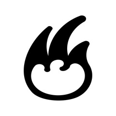 炎アイコン　情熱やエネルギーを象徴するシンプルな火のシルエットイラスト
