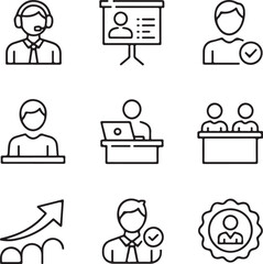 Hiring and Talent Acquisition Line Art Pack — Business Recruitment and Staff Support IconsHiring and Talent Acquisition Line Art Pack — Business Recruitment and Staff Support Icons