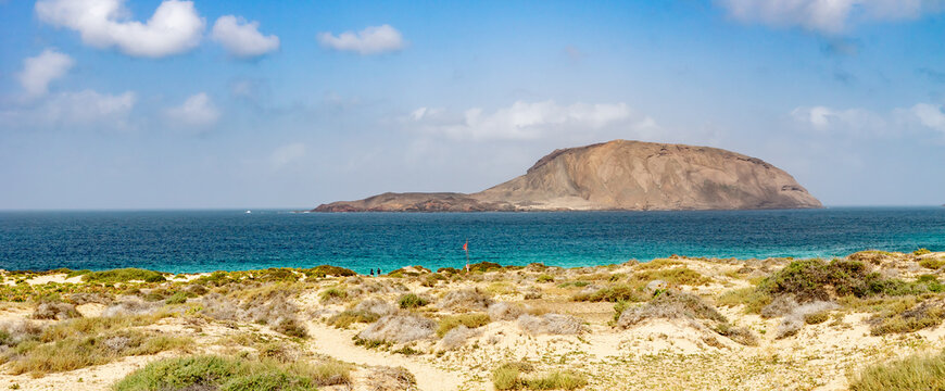 Beach "Las Conchas" on the canary island "La Graciosa" right next zu Lanzarote.