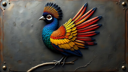 Bird feather on wooden background