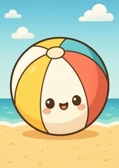 Naklejka premium Cute beach ball cartoon wallpaper.