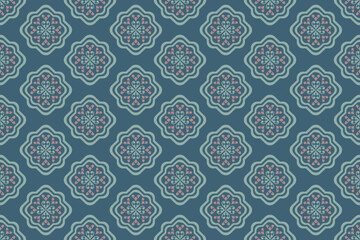 Seamless floral geometric pattern with vintage-inspired elements. Ideal for textile design, wallpaper, gift wrapping, packaging, and digital backgrounds. Elegant, colorful, and perfectly repeating 