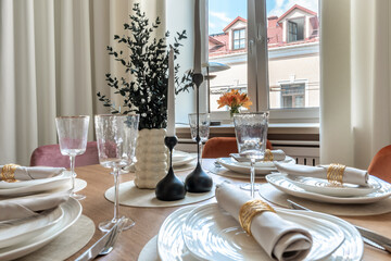 Close-Up of Elegant Table Setting Near Window