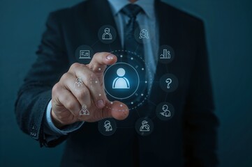 Business Technology Digital Interface Touch Screen Corporate Innovation Professional Modern Connectivity Network Communication Data Management Futuristic System
