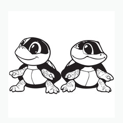 cartoon of two baby turtles
