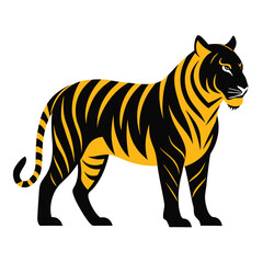 Fototapeta premium Majestic tiger silhouette vector graphic isolated on white background
