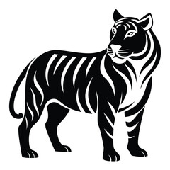 Fototapeta premium Majestic tiger silhouette artistic design for various applications isolated on white background