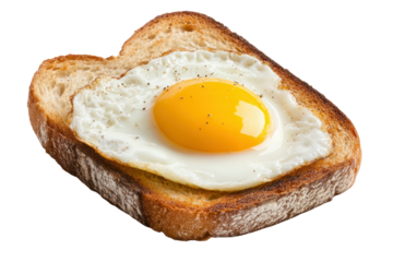 Sunny Side Up on Toast: A golden-yolked fried egg rests gracefully on a slice of toasted bread, lightly seasoned with a delicate touch of black pepper.