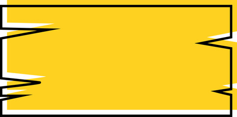 Distressed yellow background banner with jagged edges and black border