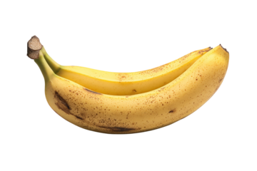 Golden Duo: A vibrant close-up captures two perfectly ripe bananas, their peels showcasing a gradient of yellow hues, set against an immaculate background.