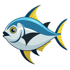 Obraz premium Trevally fish silhouette vector illustration isolated on white background