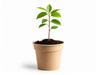 Happy Sapling in Footed Eco Pot Illustration