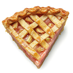 Slice of Lattice-Top Rhubarb Pie with Golden Crust