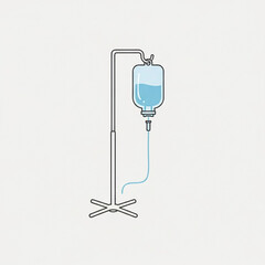 The image shows an IV drip stand with a fluid bag, illustrating a medical setup typically seen in hospitals or clinics. The minimalistic design emphasizes the essential role of intravenous therapy in 