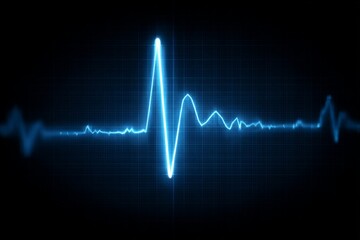Electric pulse waveform on a digital display representing heart activity and health monitoring technology