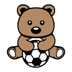 Obraz premium Bear Teddy Football Sport Hobby Fan Soccer Club Ball