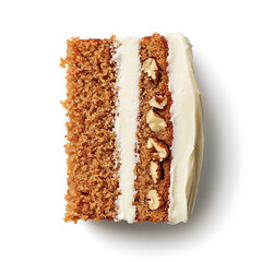 Slice of Carrot Cake with Cream Cheese Frosting and Walnuts