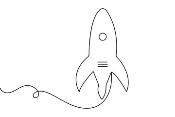 Fototapeta premium Rocket continuous one line drawing minimalist outline vector illustration 