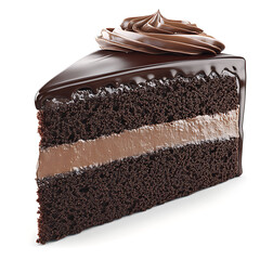 Decadent Slice of Chocolate Cake with Cream Filling and Ganache Topping